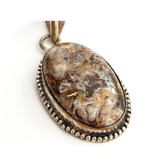 Sugilite Gemstone Oval Shaped Large Sterling Silver Vermeil 925 Vintage Pendant - Picture 5 of 10